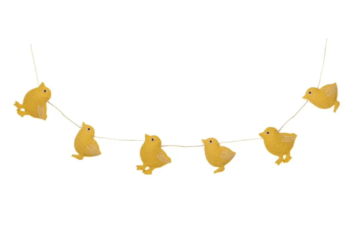 De Kulture Handmade Premium Wool Felt Easter Chicks Garland Eco Friendly Eastertide Wall Hanging Home Office Wedding Party Holiday Decoration Banner 48 Inches